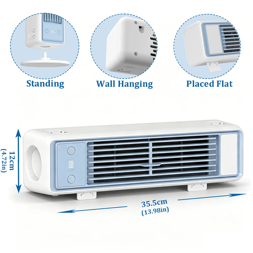3600mAh USB Rechargeable Tower Fan 3 Speeds Quiet Bladeless Desktop Fan with Remote Control Portable Air Cooler for Home Office