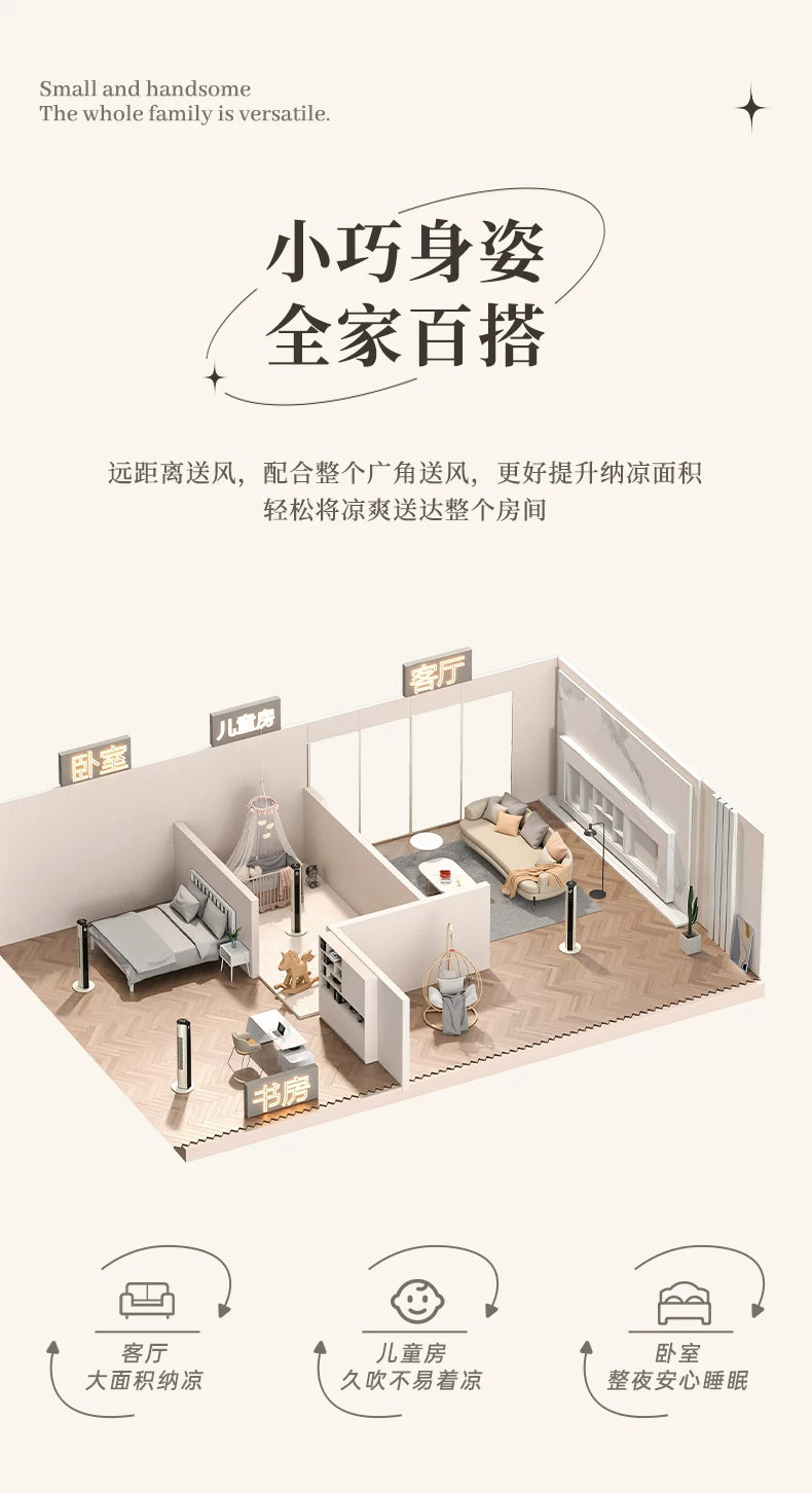 Tower Fan, Household Bladeless Fan, Energy-Saving Vertical Oscillating Floor Fan for Bedrooms, Mothers and Infants