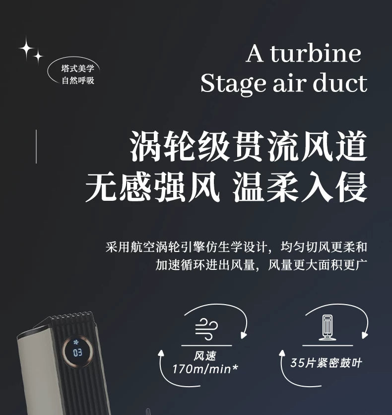 Tower Fan, Household Bladeless Fan, Energy-Saving Vertical Oscillating Floor Fan for Bedrooms, Mothers and Infants