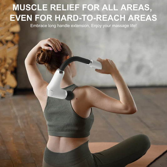 Home Massage Gun With A Long Handle Curved Head Cervical Spine Lumbar Back Legs Multi-functional Fascia Gun For Relaxing Muscles