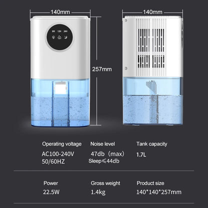 Small Dehumidifier Home Air Dyer Large Capacity Indoor Moisture Remover Bedroom Office Silent Air Purification 1.7L Dehumidifier