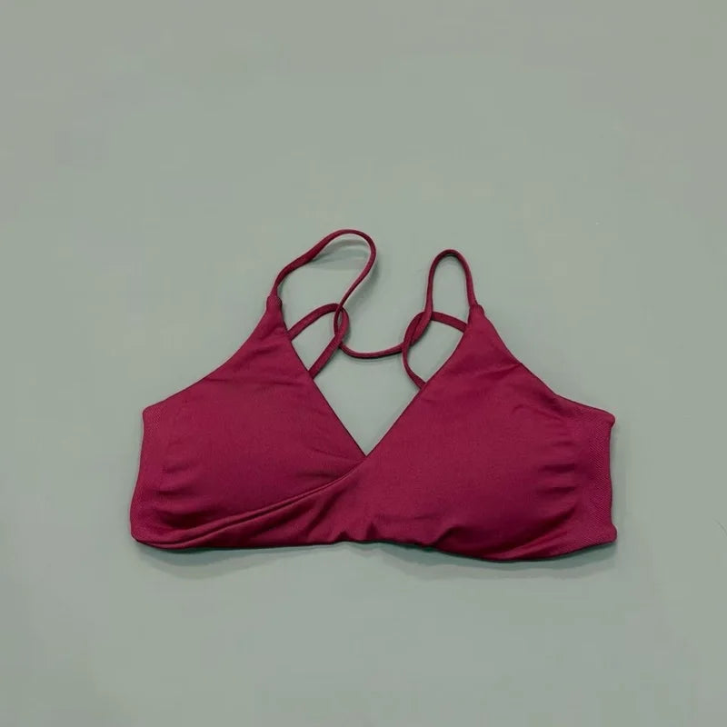HISTELLO Vision Twist Front Backless Sports Bra Women High Support Breathable Soft Gym Workout Running Jogging Fitness Bra