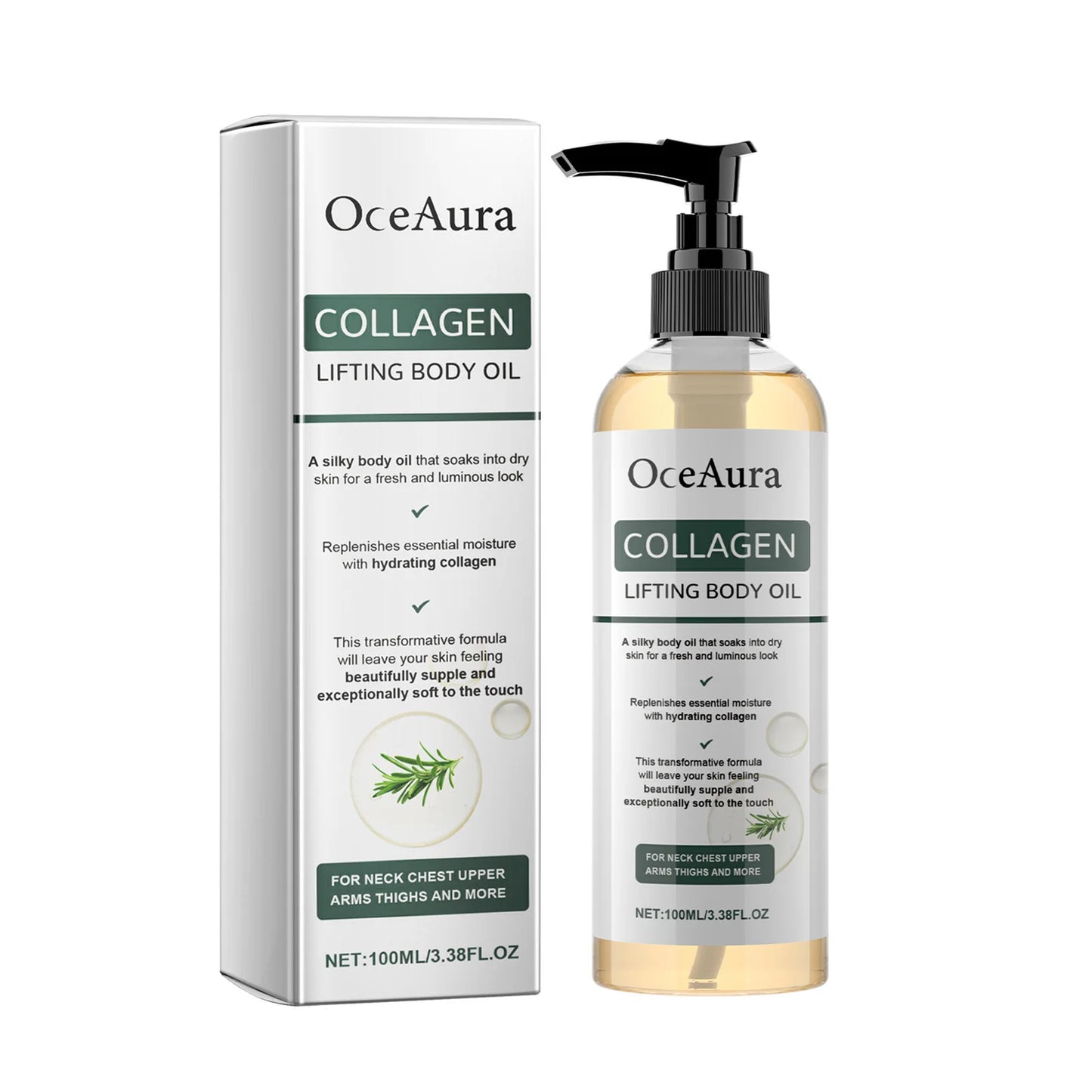 100ml Collagen Lifting Body Oil with Hydrating Formula for Neck Chest Arms Thighs Silky Texture for Fresh and Luminous Skin