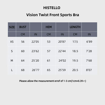 HISTELLO Vision Twist Front Backless Sports Bra Women High Support Breathable Soft Gym Workout Running Jogging Fitness Bra