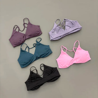 HISTELLO Vision Twist Front Backless Sports Bra Women High Support Breathable Soft Gym Workout Running Jogging Fitness Bra