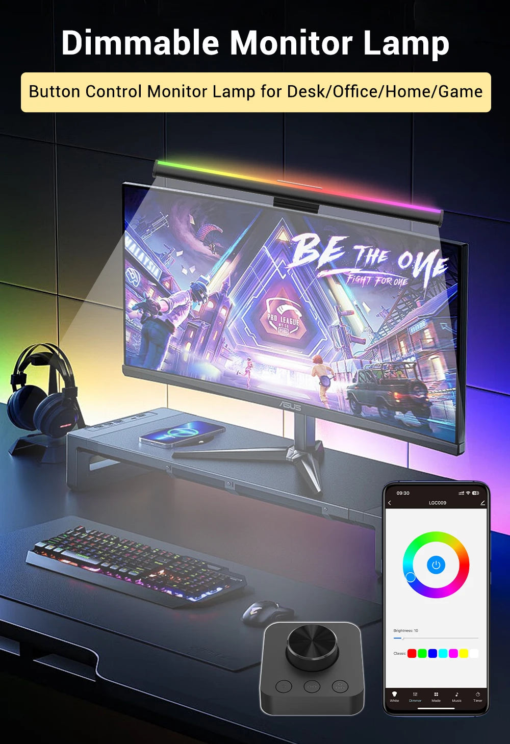Monitor Light Bar RGB Lightbar Atmosphere USB LED Screen Hanging Setup Dimming For Game Room Desk Lamp Night Light Accessories
