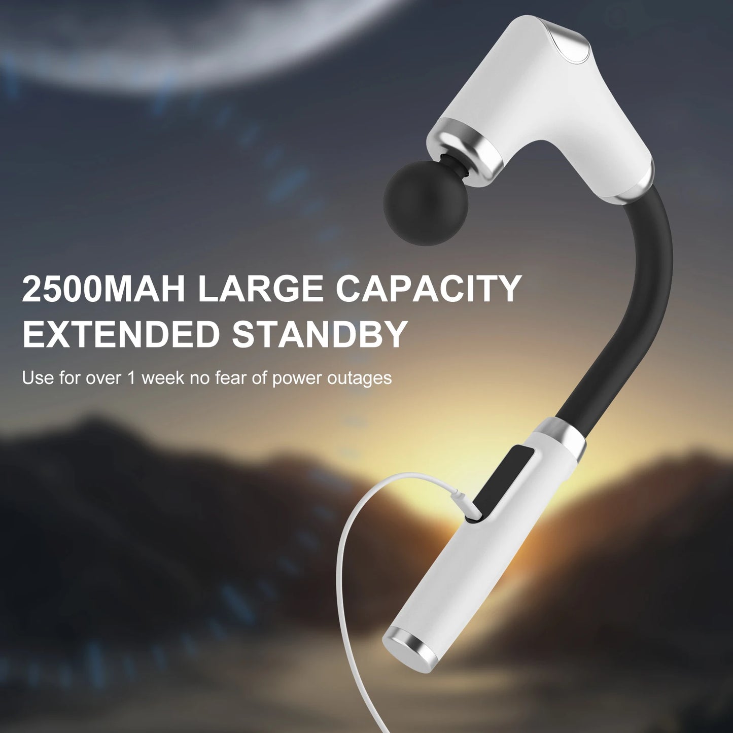Home Massage Gun With A Long Handle Curved Head Cervical Spine Lumbar Back Legs Multi-functional Fascia Gun For Relaxing Muscles