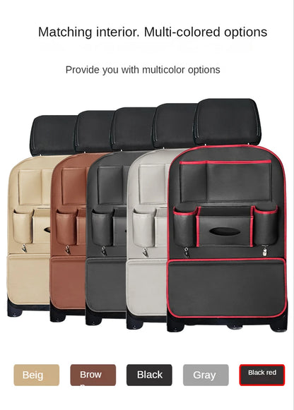 Leather Car Backseat Organizer Rear Row Children's Seat Back Hanging Storage Bag Shelf Garbage Can Trash Tissue Bottle Organiser