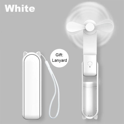 Portable Fan Mini Handheld Fan 2000mAh USB Rechargeable with Handy Power Bank Small Hand Held Foldable Pocket Fan for Travel