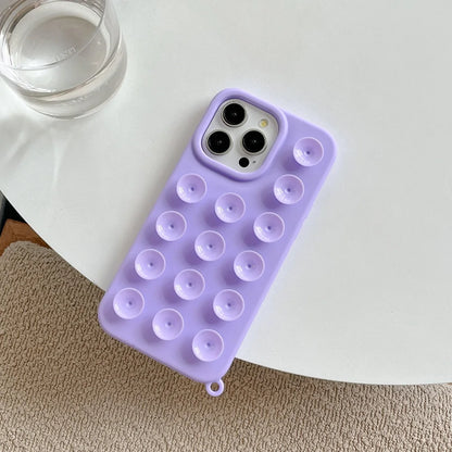 3D Suction Cup Phone Case For iPhone 17 16 13 11 15 12 14 Pro Max 17 Air 14 Plus Soft Candy Color Shockproof Anti-Slip Cover