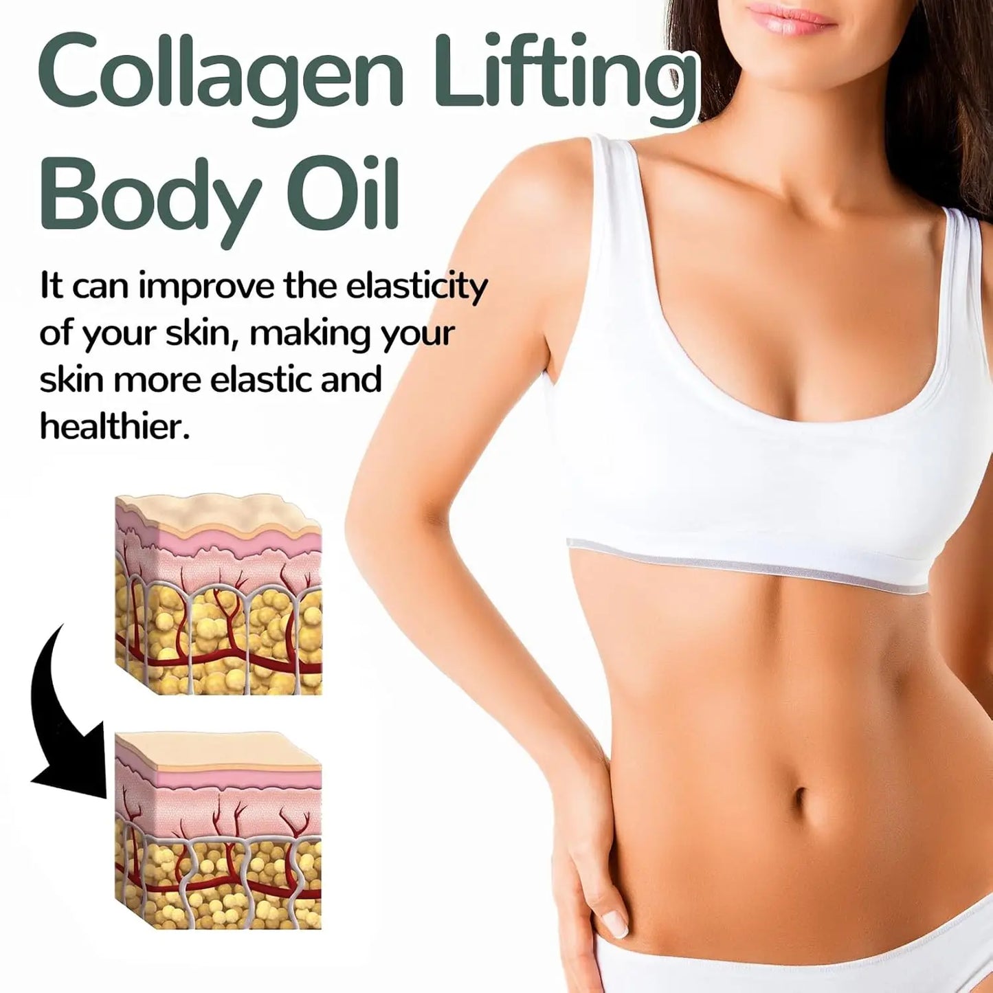 100ml Collagen Lifting Body Oil with Hydrating Formula for Neck Chest Arms Thighs Silky Texture for Fresh and Luminous Skin