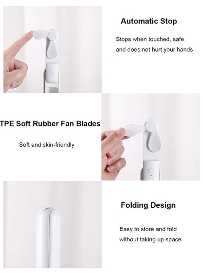Portable Fan Mini Handheld Fan 2000mAh USB Rechargeable with Handy Power Bank Small Hand Held Foldable Pocket Fan for Travel