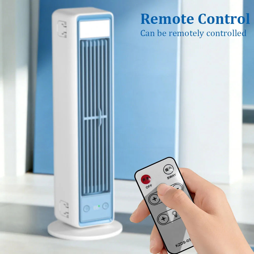 3600mAh USB Rechargeable Tower Fan 3 Speeds Quiet Bladeless Desktop Fan with Remote Control Portable Air Cooler for Home Office
