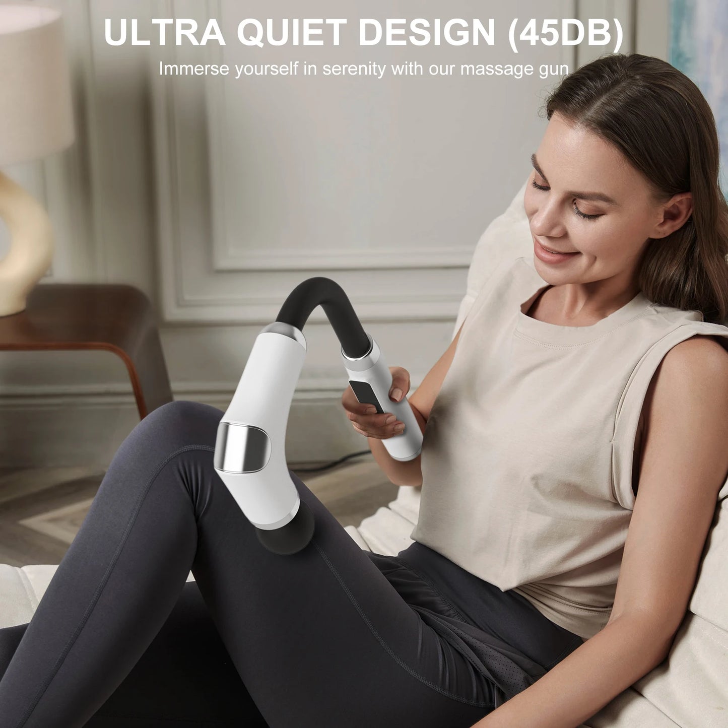 Home Massage Gun With A Long Handle Curved Head Cervical Spine Lumbar Back Legs Multi-functional Fascia Gun For Relaxing Muscles