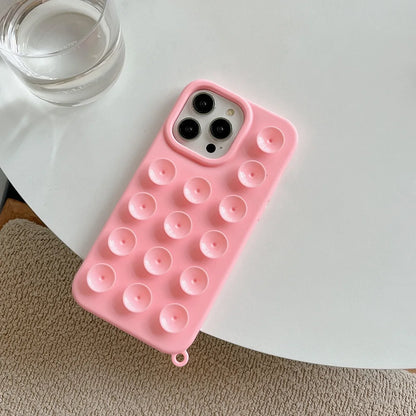 3D Suction Cup Phone Case For iPhone 17 16 13 11 15 12 14 Pro Max 17 Air 14 Plus Soft Candy Color Shockproof Anti-Slip Cover
