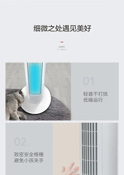 Tower Air Circulator Fan 3-Speed Oscillating - Wide-Angle Airflow for Bedroom/Office Silent Motor Anti-Tip Base 12H Timer