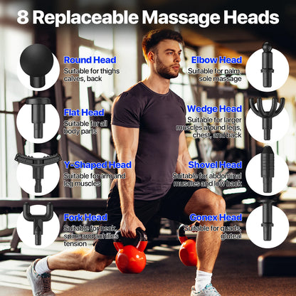 Massage  gun，Deep Tissue Massager Gun ，Percussion Massager for Pain Relief with 8 Massage Heads &99 Speeds
