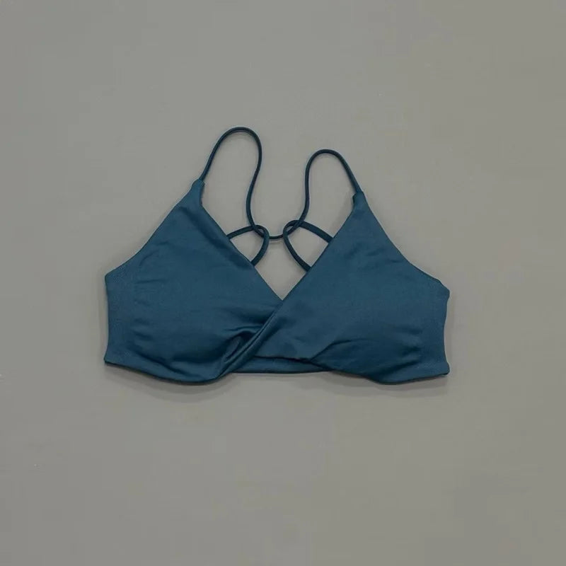 HISTELLO Vision Twist Front Backless Sports Bra Women High Support Breathable Soft Gym Workout Running Jogging Fitness Bra