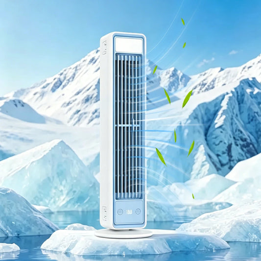 3600mAh USB Rechargeable Tower Fan 3 Speeds Quiet Bladeless Desktop Fan with Remote Control Portable Air Cooler for Home Office