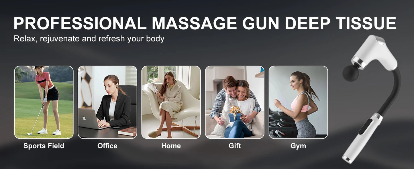 Home Massage Gun With A Long Handle Curved Head Cervical Spine Lumbar Back Legs Multi-functional Fascia Gun For Relaxing Muscles