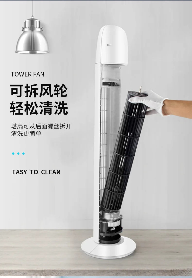 Tower Air Circulator Fan 3-Speed Oscillating - Wide-Angle Airflow for Bedroom/Office Silent Motor Anti-Tip Base 12H Timer