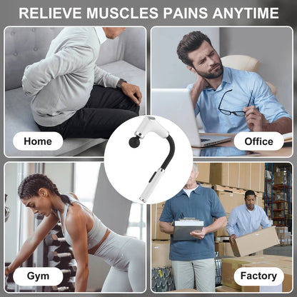 Home Massage Gun With A Long Handle Curved Head Cervical Spine Lumbar Back Legs Multi-functional Fascia Gun For Relaxing Muscles