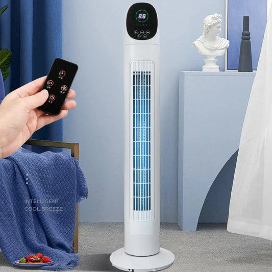 Tower Air Circulator Fan 3-Speed Oscillating - Wide-Angle Airflow for Bedroom/Office Silent Motor Anti-Tip Base 12H Timer