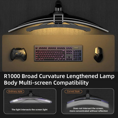 Curved Monitor Light Bar RGB Backlight for Screens, Computer Bar Lights with Color Temperature Brightness Stepless Dimming