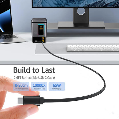 Magnetic Wireless Charging Station 105W GaN Charger with Retractable USB-C Cables, Fast Charging Dock for iPhone Multiple Device