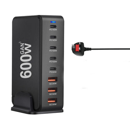 GaN  600W New Fast Charge 3.0 USB-C Charger with 8 Ports 5C3A PD, Portable and Suitable for Tablets