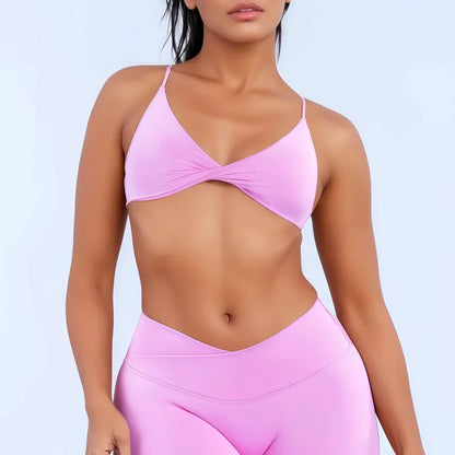 HISTELLO Vision Twist Front Backless Sports Bra Women High Support Breathable Soft Gym Workout Running Jogging Fitness Bra