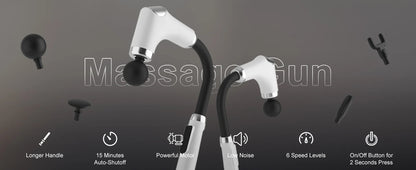 Home Massage Gun With A Long Handle Curved Head Cervical Spine Lumbar Back Legs Multi-functional Fascia Gun For Relaxing Muscles