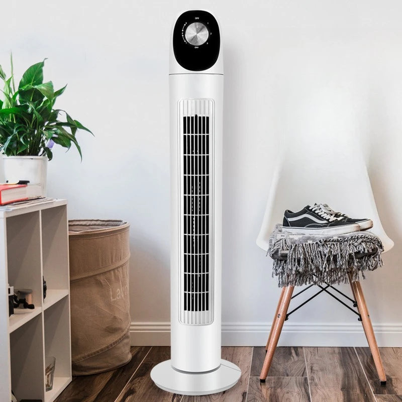 Tower Air Circulator Fan 3-Speed Oscillating - Wide-Angle Airflow for Bedroom/Office Silent Motor Anti-Tip Base 12H Timer