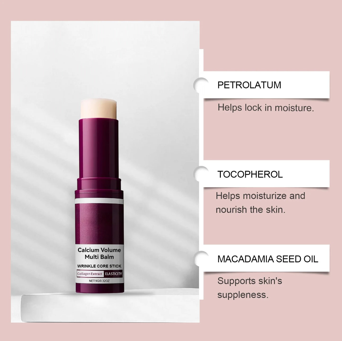 Collagen Wrinkle Removal Multi Bounce Balm Stick Instant Anti-Aging Firming Lift Brighten Facial Dull Skin Moisturizer Cosmetics