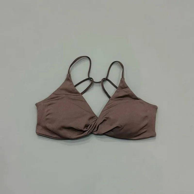 HISTELLO Vision Twist Front Backless Sports Bra Women High Support Breathable Soft Gym Workout Running Jogging Fitness Bra