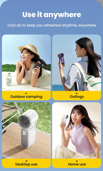 Portable Handheld Mini Fan 5 Speed Adjust Type c Rechargeable Fan Digital Display Desktop Fan Outdoor
