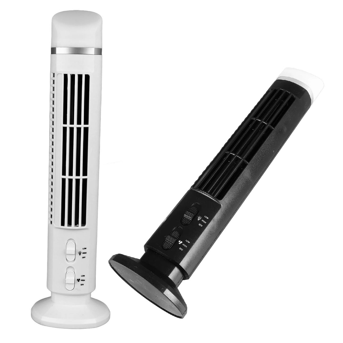 【2026】Tower Bladeless Fan 90 Degree Oscillating Fingertip Guard USB Quiet Desk Fan Anti Slip Pad with Light for Home