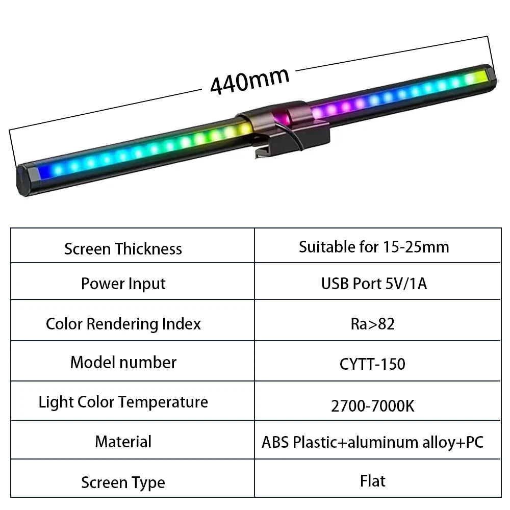 Monitor Light Bar RGB Lightbar Atmosphere USB LED Screen Hanging Setup Dimming For Game Room Desk Lamp Night Light Accessories