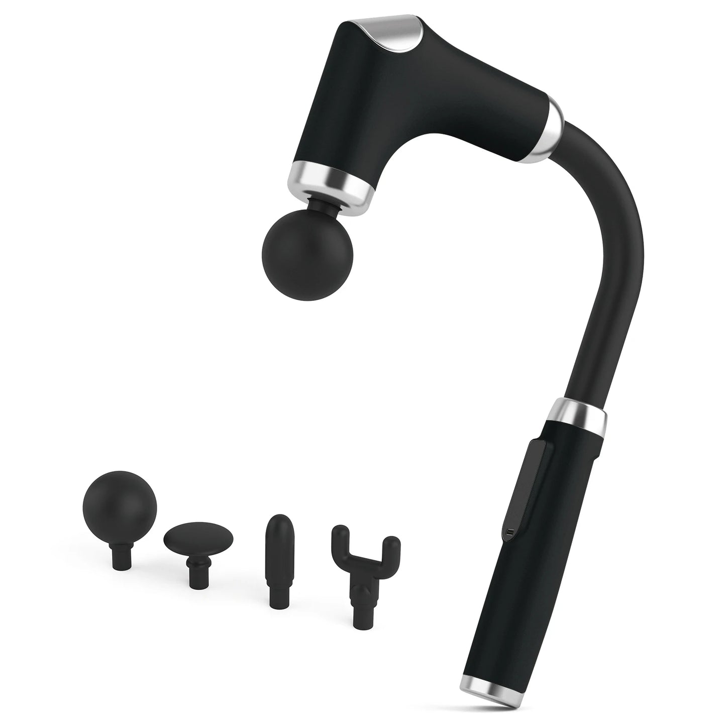 Home Massage Gun With A Long Handle Curved Head Cervical Spine Lumbar Back Legs Multi-functional Fascia Gun For Relaxing Muscles
