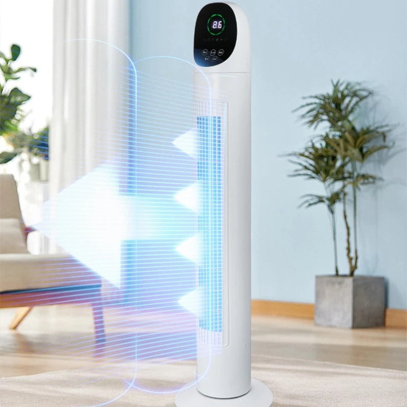 Tower Air Circulator Fan 3-Speed Oscillating - Wide-Angle Airflow for Bedroom/Office Silent Motor Anti-Tip Base 12H Timer