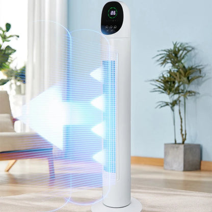 Tower Air Circulator Fan 3-Speed Oscillating - Wide-Angle Airflow for Bedroom/Office Silent Motor Anti-Tip Base 12H Timer