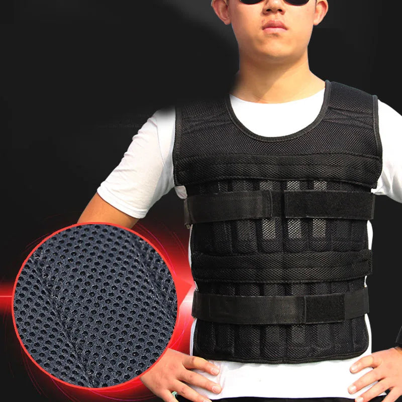 20kg Adjustable Weighted Vest,Empty Bag Fitness Running Vest for Men Women,Black Physical Training Clothing for Boxing