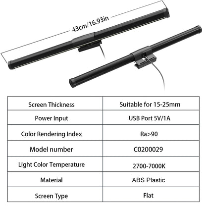 Monitor Light Bar RGB Lightbar Atmosphere USB LED Screen Hanging Setup Dimming For Game Room Desk Lamp Night Light Accessories
