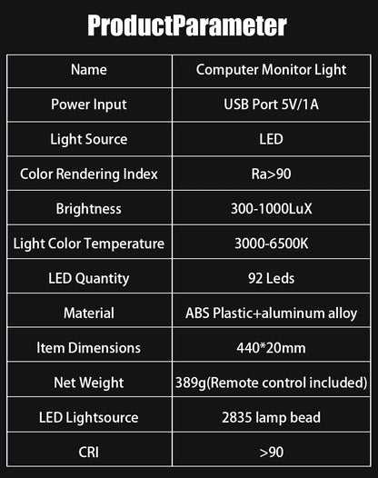 Monitor Light Bar RGB Lightbar Atmosphere USB LED Screen Hanging Setup Dimming For Game Room Desk Lamp Night Light Accessories