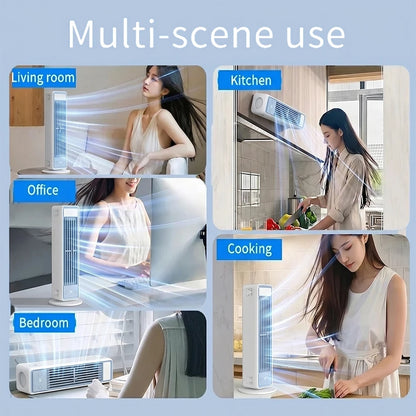 3600mAh USB Rechargeable Tower Fan 3 Speeds Quiet Bladeless Desktop Fan with Remote Control Portable Air Cooler for Home Office