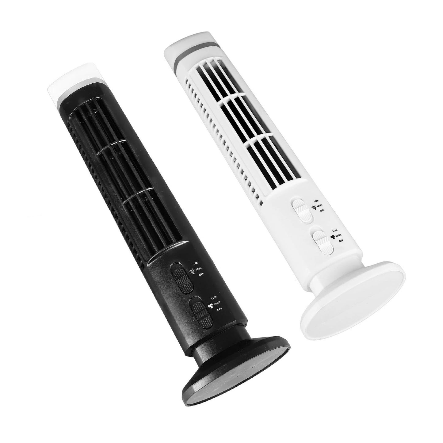 【2026】Tower Bladeless Fan 90 Degree Oscillating Fingertip Guard USB Quiet Desk Fan Anti Slip Pad with Light for Home