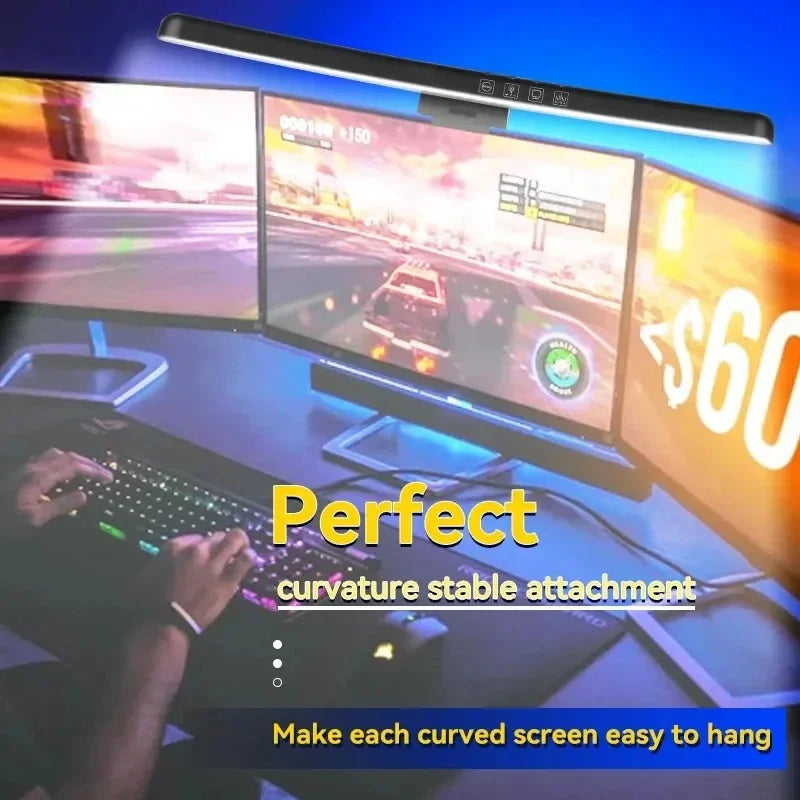Monitor Light Bar Curved, RGB Backlight, Computer Screen Lamp Dual Light Source with Touch Control Home Office Gaming Desk Lamp