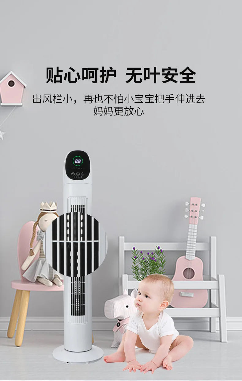 Tower Air Circulator Fan 3-Speed Oscillating - Wide-Angle Airflow for Bedroom/Office Silent Motor Anti-Tip Base 12H Timer