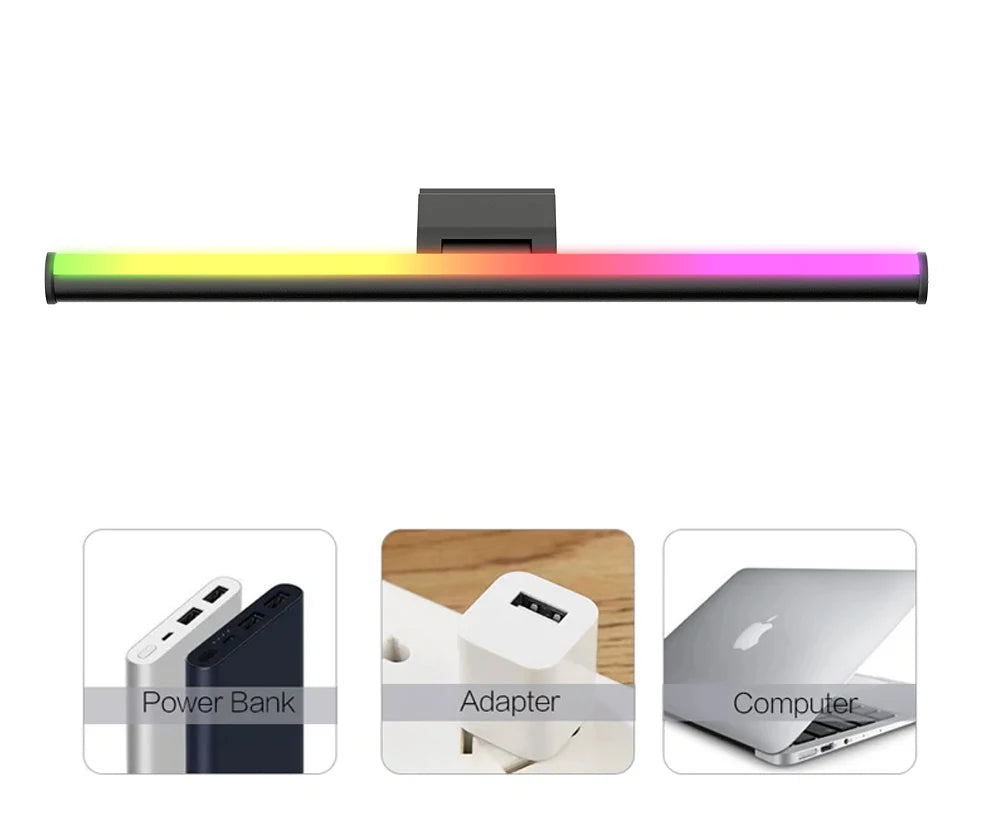 Monitor Light Bar RGB Lightbar Atmosphere USB LED Screen Hanging Setup Dimming For Game Room Desk Lamp Night Light Accessories