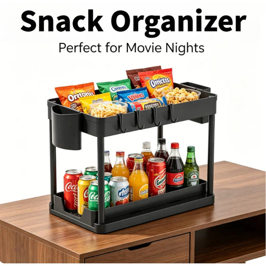 Under Sink Organizer 2 Layer Sliding Shelf Drawer Type Storage Rack Multipurpose Holder for Kitchen Bathroom Cabinet Home